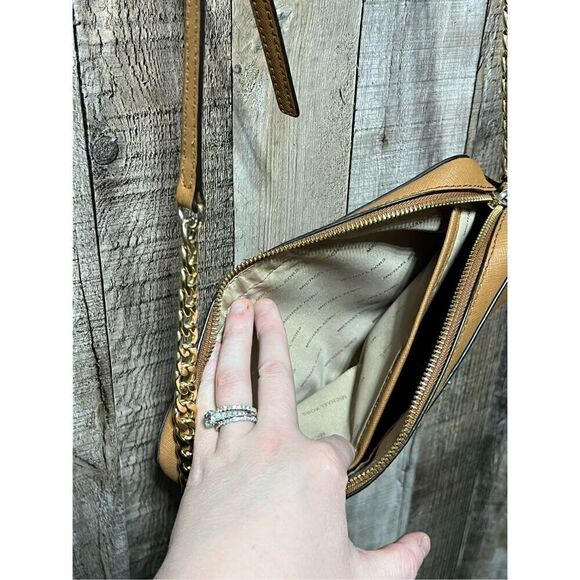 Michael Kors Tan Leather Crossbody Bag Purse - Picture 10 of 11